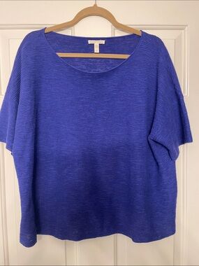 Eileen Fisher Purple Relaxed Knit Top Sweater GAMEDAY LSU CLEMSON TCU